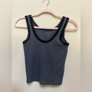 Brandy Melville Navy and Black Lace Lined Tank